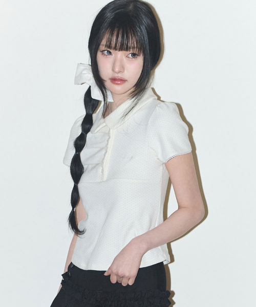 ILLIGO(イリゴ)の「ドットピンタックカラーTアイボリー(Tシャツ/カットソー・レディース・その他・OS)」の3枚目の写真
