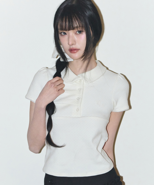 ILLIGO(イリゴ)の「ドットピンタックカラーTアイボリー(Tシャツ/カットソー・レディース・その他・OS)」の7枚目の写真