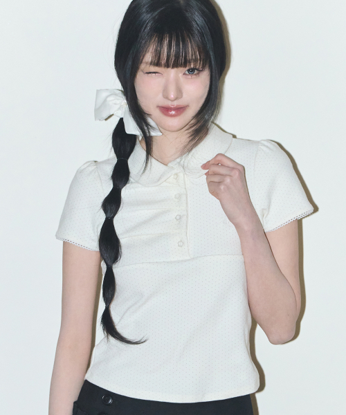 ILLIGO(イリゴ)の「ドットピンタックカラーTアイボリー(Tシャツ/カットソー・レディース・その他・OS)」の8枚目の写真