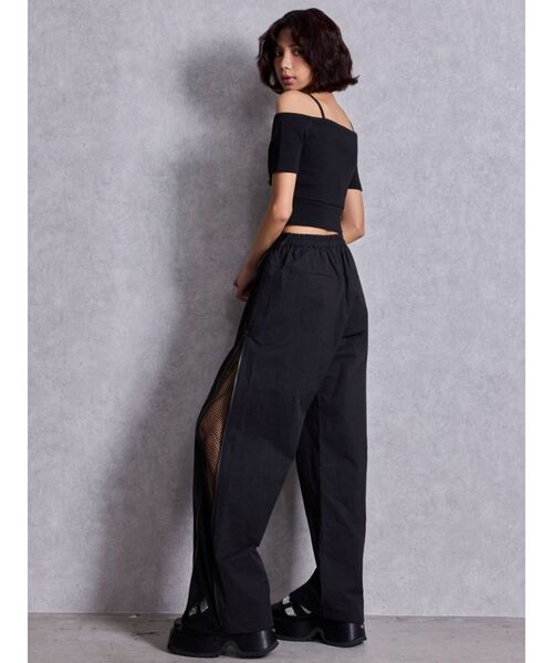 GYDA（ジェイダ）の「SIDE ZIPメッシュスリットワイドパンツ（その他パンツ・レディース・ブラック/アイボリー・FREE）」の3枚目の写真