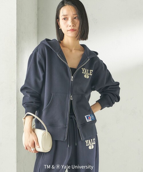 Russell Athletic（ラッセルアスレティック）の「RUSSELL ATHLETIC:〈洗濯機可能〉YALE HOODIE（カーディガン/ボレロ・レディース・ベージュ/ネイビー/ライトグレー・ONE SIZE）」の15枚目の写真