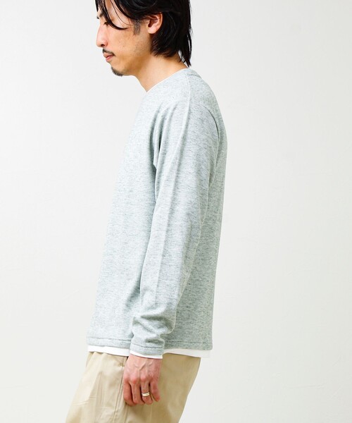 GLOSTER(グロスター)の「メランジ微起毛スムース フェイクレイヤード ロンT(Tシャツ/カットソー・メンズ・ライトグリーン/ネイビー/ライトグレー/ブラック・M/L/S)」の14枚目の写真
