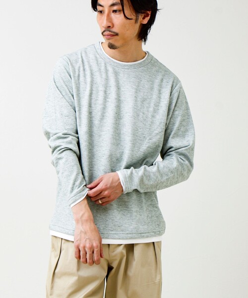 GLOSTER(グロスター)の「メランジ微起毛スムース フェイクレイヤード ロンT(Tシャツ/カットソー・メンズ・ライトグリーン/ネイビー/ライトグレー/ブラック・M/L/S)」の17枚目の写真