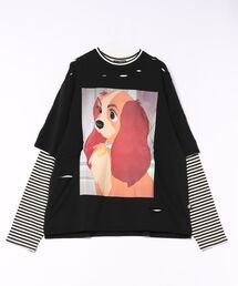 Little sunny bite（リトルサニーバイト）の「【little sunny bite Disney collection】 lady fake layered long tee（Tシャツ/カットソー）」