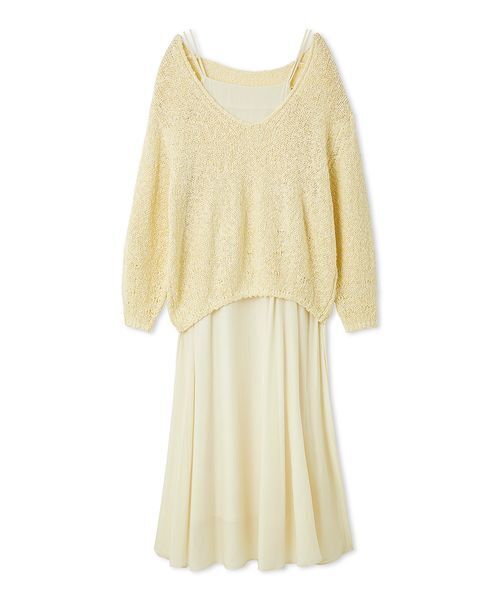 SNIDEL（スナイデル）の「スラブニットセットワンピース（ワンピース・レディース・ラベンダー/イエロー/アイボリー・0/1）」の3枚目の写真