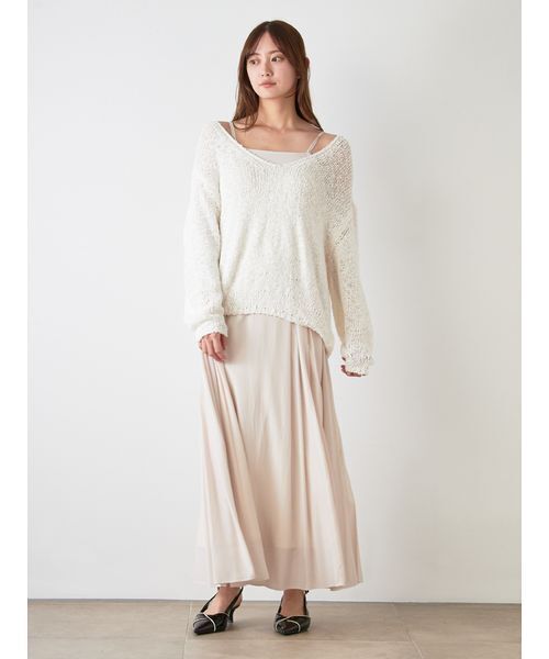 SNIDEL（スナイデル）の「スラブニットセットワンピース（ワンピース・レディース・ラベンダー/イエロー/アイボリー・0/1）」の5枚目の写真