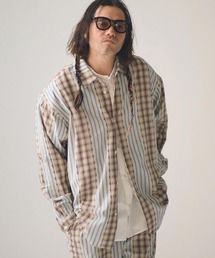 ms6439-jacquard check-stripe shirt シャツ(AP2615015)