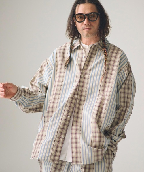 ADAM PATEK(アダムパテック)の「ms6439-jacquard check-stripe shirt シャツ(AP2615015)(シャツ/ブラウス・メンズ・ブラック/ホワイト・2/1)」の3枚目の写真