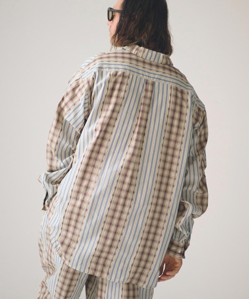 ADAM PATEK(アダムパテック)の「ms6439-jacquard check-stripe shirt シャツ(AP2615015)(シャツ/ブラウス・メンズ・ブラック/ホワイト・2/1)」の5枚目の写真