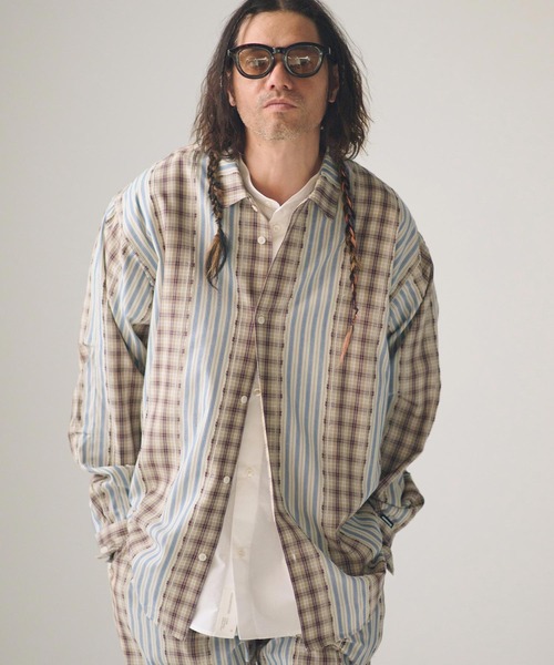 ADAM PATEK(アダムパテック)の「ms6439-jacquard check-stripe shirt シャツ(AP2615015)(シャツ/ブラウス・メンズ・ブラック/ホワイト・2/1)」の6枚目の写真