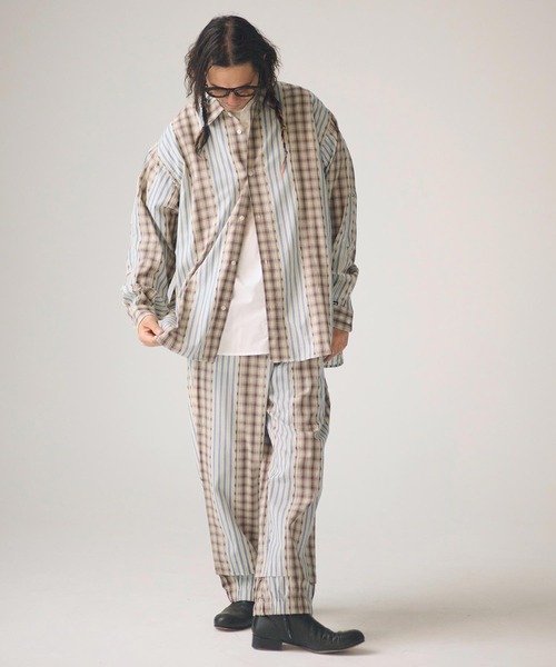ADAM PATEK(アダムパテック)の「ms6439-jacquard check-stripe shirt シャツ(AP2615015)(シャツ/ブラウス・メンズ・ブラック/ホワイト・2/1)」の8枚目の写真