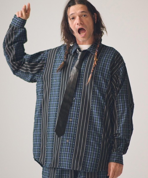 ADAM PATEK(アダムパテック)の「ms6439-jacquard check-stripe shirt シャツ(AP2615015)(シャツ/ブラウス・メンズ・ブラック/ホワイト・2/1)」の10枚目の写真
