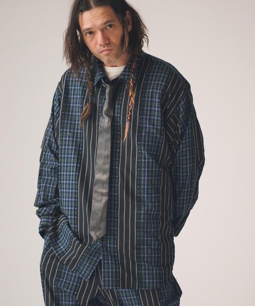 ADAM PATEK(アダムパテック)の「ms6439-jacquard check-stripe shirt シャツ(AP2615015)(シャツ/ブラウス・メンズ・ブラック/ホワイト・2/1)」の11枚目の写真