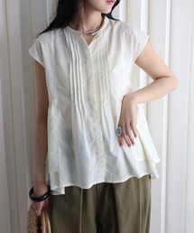 YENNA | インド綿ピンタックフレアブラウス(シャツ/ブラウス)