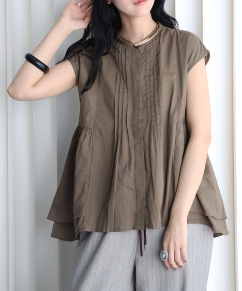 YENNA（イェンナ）の「インド綿ピンタックフレアブラウス（シャツ/ブラウス・レディース・アイボリー/ブラック/モカ・FREE）」の3枚目の写真