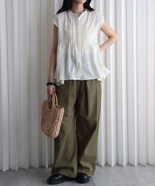 YENNA（イェンナ）の「インド綿ピンタックフレアブラウス（シャツ/ブラウス・レディース・アイボリー/ブラック/モカ・FREE）」の17枚目の写真