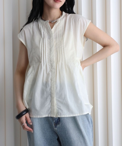 YENNA（イェンナ）の「インド綿ピンタックフレアブラウス（シャツ/ブラウス・レディース・アイボリー/ブラック/モカ・FREE）」の5枚目の写真