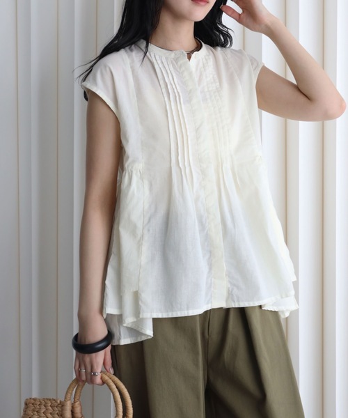 YENNA（イェンナ）の「インド綿ピンタックフレアブラウス（シャツ/ブラウス・レディース・アイボリー/ブラック/モカ・FREE）」の9枚目の写真