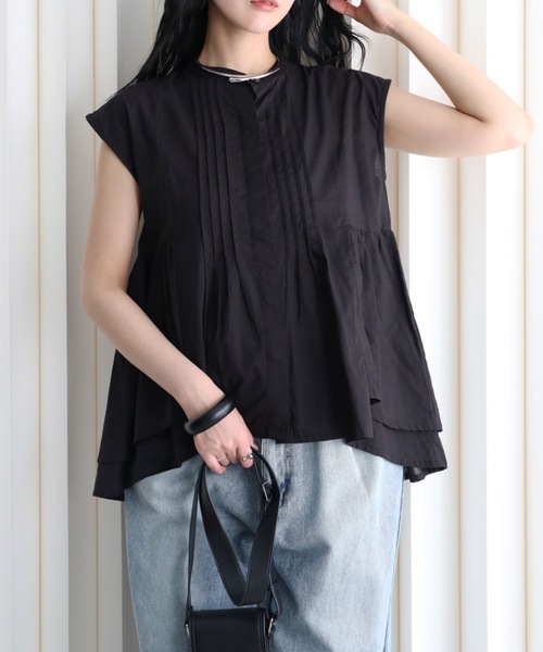 YENNA（イェンナ）の「インド綿ピンタックフレアブラウス（シャツ/ブラウス・レディース・アイボリー/ブラック/モカ・FREE）」の20枚目の写真