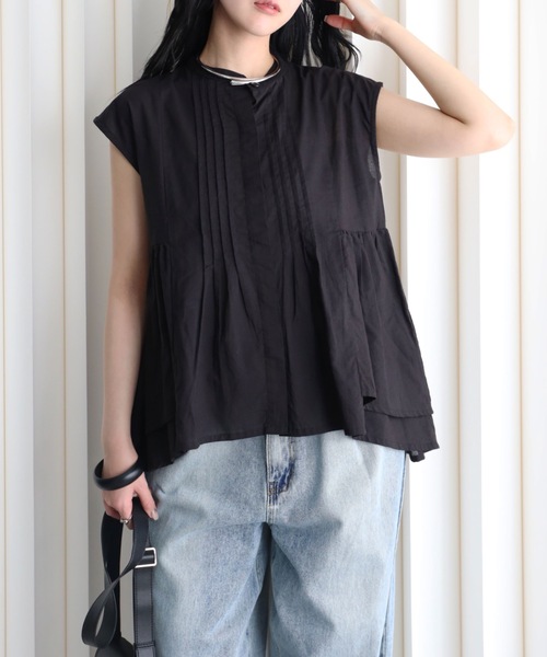 YENNA（イェンナ）の「インド綿ピンタックフレアブラウス（シャツ/ブラウス・レディース・アイボリー/ブラック/モカ・FREE）」の21枚目の写真