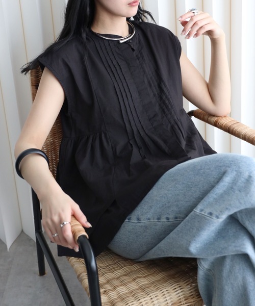 YENNA（イェンナ）の「インド綿ピンタックフレアブラウス（シャツ/ブラウス・レディース・アイボリー/ブラック/モカ・FREE）」の18枚目の写真