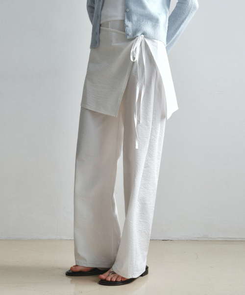 WEDNESDAYOASISFORWOMEN（ウェンズデー オアシス フォー ウーマン）の「ストライプラップスカートパンツ_IVORY(W26PT08)（その他パンツ・レディース・アイボリー・SMALL/MEDIUM）」の2枚目の写真