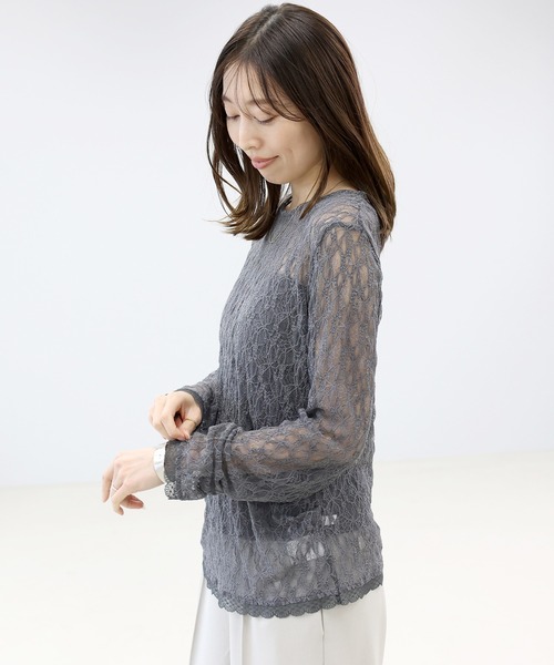 Aletta vita(アレッタビータ)の「サイドタックレースプルオーバー(Tシャツ/カットソー・レディース・チャコール/ブラック/アイボリー・M)」の13枚目の写真