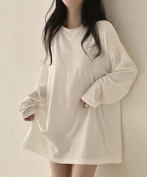 SallyLunn(サリーラン)の「ゆるシルエット 無地ロンT(Tシャツ/カットソー・レディース・グレー/ライトグレー/ホワイト/ブラック・MEDIUM/LARGE)」の5枚目の写真