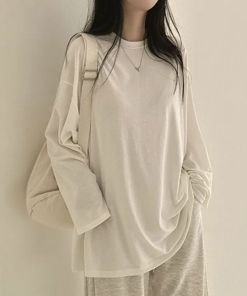 SallyLunn(サリーラン)の「ゆるシルエット 無地ロンT(Tシャツ/カットソー・レディース・グレー/ライトグレー/ホワイト/ブラック・MEDIUM/LARGE)」の8枚目の写真