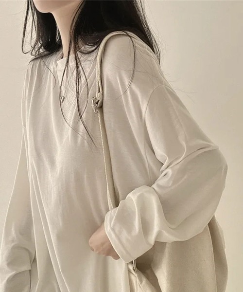SallyLunn(サリーラン)の「ゆるシルエット 無地ロンT(Tシャツ/カットソー・レディース・グレー/ライトグレー/ホワイト/ブラック・MEDIUM/LARGE)」の11枚目の写真