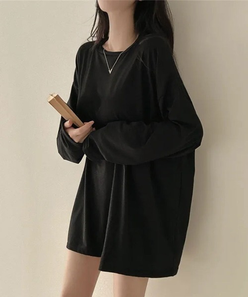 SallyLunn(サリーラン)の「ゆるシルエット 無地ロンT(Tシャツ/カットソー・レディース・グレー/ライトグレー/ホワイト/ブラック・MEDIUM/LARGE)」の13枚目の写真