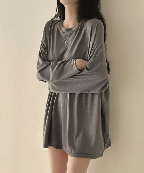 SallyLunn(サリーラン)の「ゆるシルエット 無地ロンT(Tシャツ/カットソー・レディース・グレー/ライトグレー/ホワイト/ブラック・MEDIUM/LARGE)」の20枚目の写真