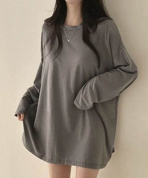 SallyLunn(サリーラン)の「ゆるシルエット 無地ロンT(Tシャツ/カットソー・レディース・グレー/ライトグレー/ホワイト/ブラック・MEDIUM/LARGE)」の21枚目の写真