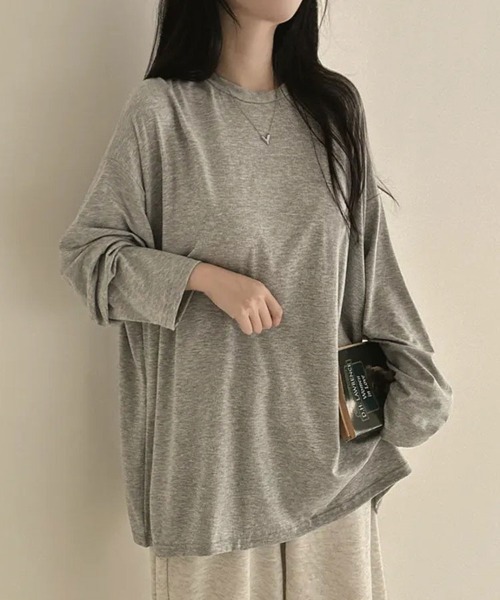 SallyLunn(サリーラン)の「ゆるシルエット 無地ロンT(Tシャツ/カットソー・レディース・グレー/ライトグレー/ホワイト/ブラック・MEDIUM/LARGE)」の15枚目の写真