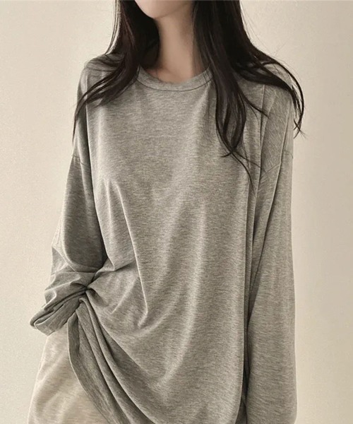 SallyLunn(サリーラン)の「ゆるシルエット 無地ロンT(Tシャツ/カットソー・レディース・グレー/ライトグレー/ホワイト/ブラック・MEDIUM/LARGE)」の18枚目の写真
