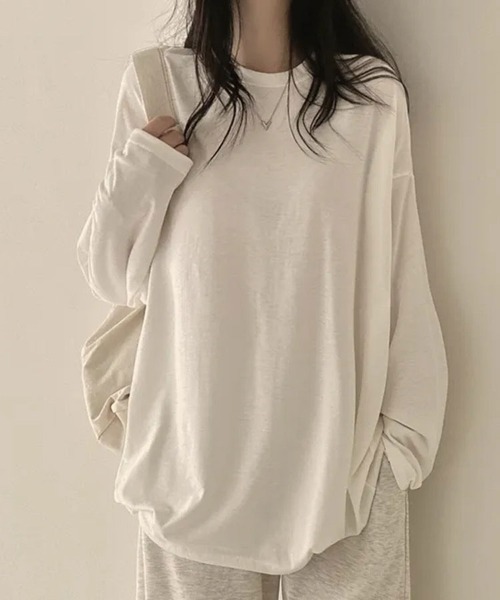 SallyLunn(サリーラン)の「ゆるシルエット 無地ロンT(Tシャツ/カットソー・レディース・グレー/ライトグレー/ホワイト/ブラック・MEDIUM/LARGE)」の7枚目の写真