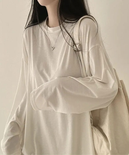 SallyLunn(サリーラン)の「ゆるシルエット 無地ロンT(Tシャツ/カットソー・レディース・グレー/ライトグレー/ホワイト/ブラック・MEDIUM/LARGE)」の12枚目の写真
