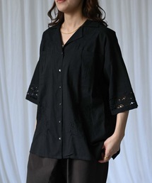 【indian Cotton Collection】インド綿刺繍オープンカラーシャツ