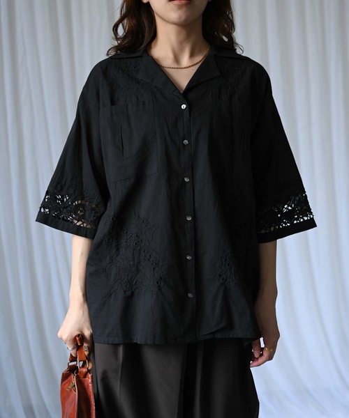 &HALF(アンドハーフ)の「【indian Cotton Collection】インド綿刺繍オープンカラーシャツ(シャツ/ブラウス・レディース・オフホワイト/ブラック・M/L)」の17枚目の写真