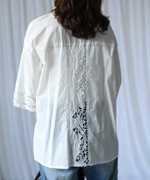 &HALF(アンドハーフ)の「【indian Cotton Collection】インド綿刺繍オープンカラーシャツ(シャツ/ブラウス・レディース・オフホワイト/ブラック・M/L)」の8枚目の写真