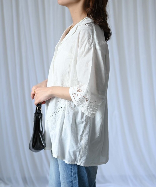 &HALF(アンドハーフ)の「【indian Cotton Collection】インド綿刺繍オープンカラーシャツ(シャツ/ブラウス・レディース・オフホワイト/ブラック・M/L)」の12枚目の写真