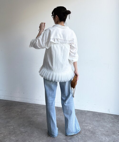 DouDou（ドゥドゥ）の「マルチWAYフリルトップス（シャツ/ブラウス・レディース・ブラック/オフホワイト・FREE）」の11枚目の写真