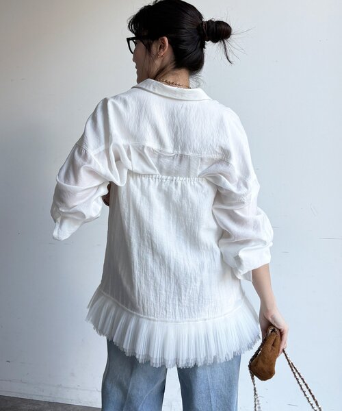 DouDou（ドゥドゥ）の「マルチWAYフリルトップス（シャツ/ブラウス・レディース・ブラック/オフホワイト・FREE）」の15枚目の写真