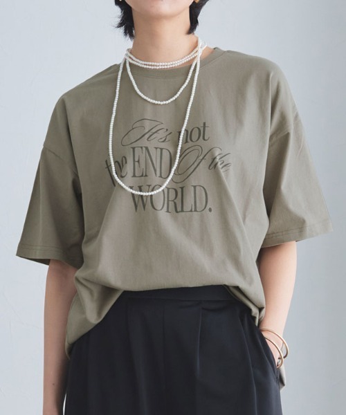 RASW（ラス）の「[RASW]ソフトUSAコットンロゴTシャツ（Tシャツ/カットソー・レディース・カーキ/オフホワイト・M/L）」の2枚目の写真