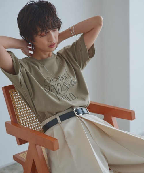 RASW（ラス）の「[RASW]ソフトUSAコットンロゴTシャツ（Tシャツ/カットソー・レディース・カーキ/オフホワイト・M/L）」の17枚目の写真