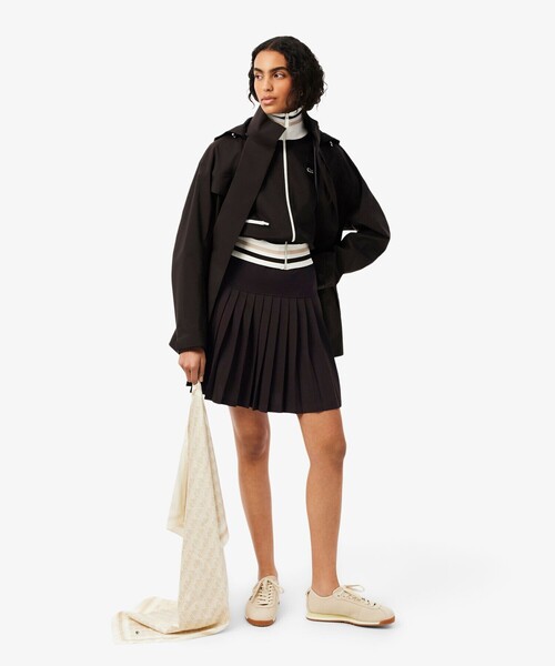LACOSTE(ラコステ)の「ストレッチ鹿の子地プリーツポロドレス(ワンピース・レディース・オフホワイト/ブラウン・38/40/34/36)」の9枚目の写真
