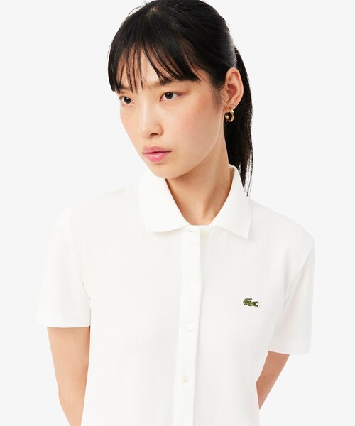LACOSTE(ラコステ)の「ストレッチ鹿の子地プリーツポロドレス(ワンピース・レディース・オフホワイト/ブラウン・38/40/34/36)」の11枚目の写真