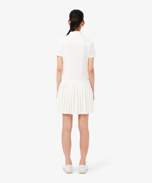 LACOSTE(ラコステ)の「ストレッチ鹿の子地プリーツポロドレス(ワンピース・レディース・オフホワイト/ブラウン・38/40/34/36)」の12枚目の写真