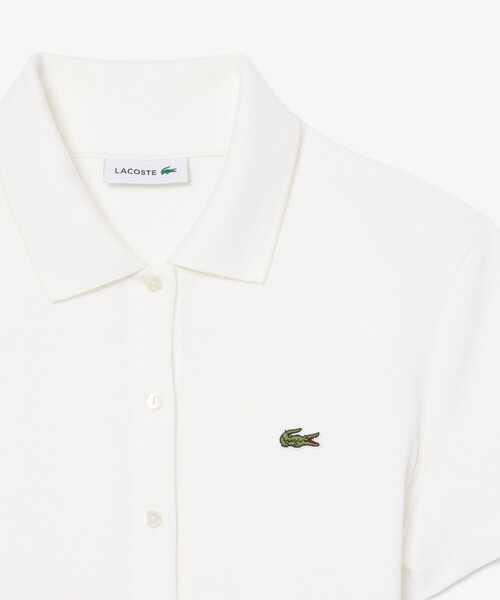 LACOSTE(ラコステ)の「ストレッチ鹿の子地プリーツポロドレス(ワンピース・レディース・オフホワイト/ブラウン・38/40/34/36)」の14枚目の写真