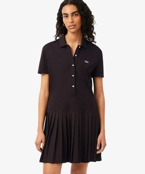 ストレッチ鹿の子地プリーツポロドレス（ワンピース）｜LACOSTE
